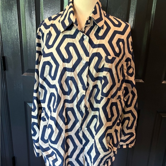 Stateside MATCHING SET Blue and White Patterned top and pant - Picture 3 of 8